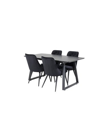 Matgrupp Inca med Velvet Deluxe matstolar, 160 × 85 cm