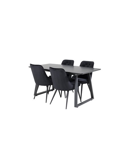 Matgrupp Inca med Velvet Deluxe matstolar, 160 × 85 cm