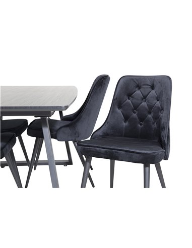Matgrupp Inca med Velvet Deluxe matstolar, 160 × 85 cm