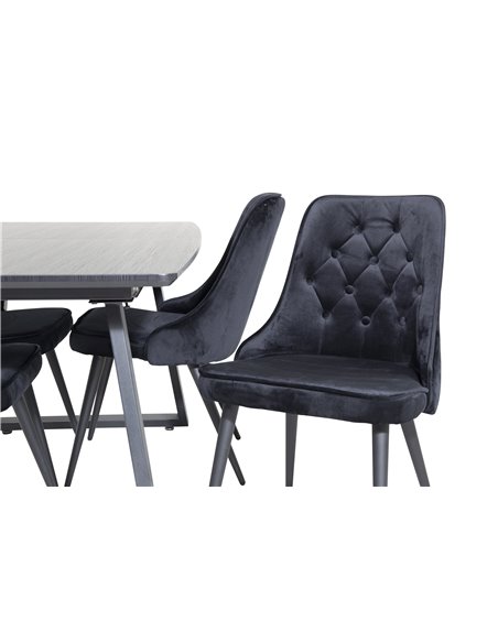 Matgrupp Inca med Velvet Deluxe matstolar, 160 × 85 cm