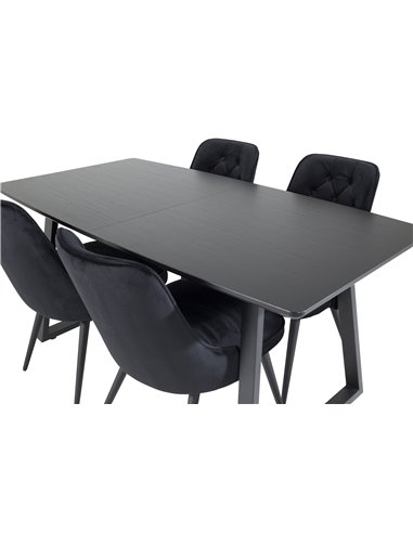 Matgrupp Inca med Velvet Deluxe matstolar, 160 × 85 cm