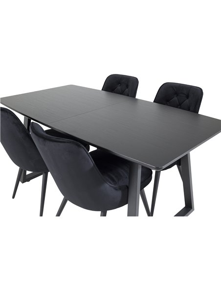 Matgrupp Inca med Velvet Deluxe matstolar, 160 × 85 cm