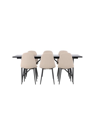 Matgrupp Astrid med Polar matstolar, 200 × 90 cm