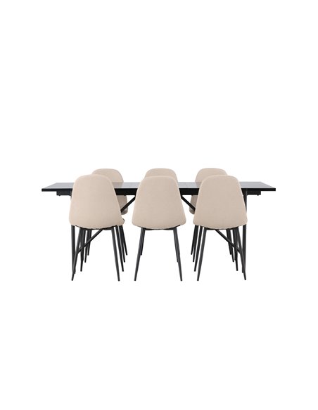 Matgrupp Astrid med Polar matstolar, 200 × 90 cm