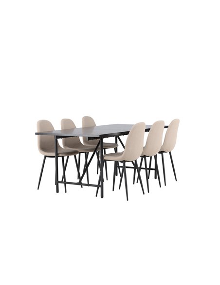 Matgrupp Astrid med Polar matstolar, 200 × 90 cm