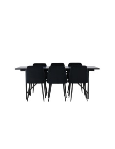 Matgrupp Astrid med Night matstolar, 200 × 90 cm