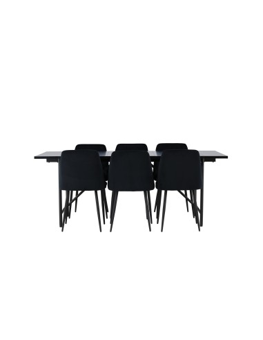 Matgrupp Astrid med Night matstolar, 200 × 90 cm