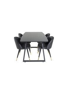 Matgrupp Inca med Velvet matstolar, 160 × 85 cm
