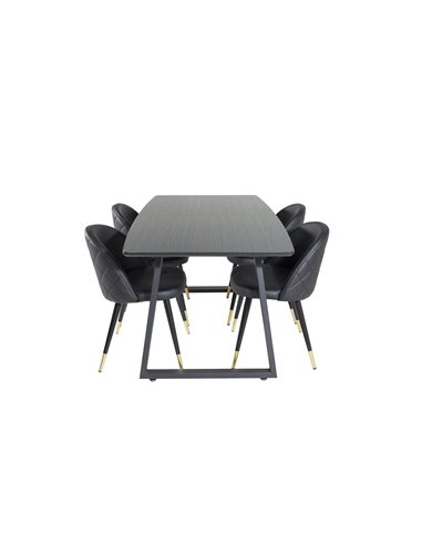 Matgrupp Inca med Velvet matstolar, 160 × 85 cm