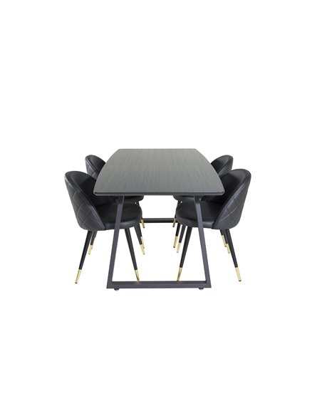 Matgrupp Inca med Velvet matstolar, 160 × 85 cm
