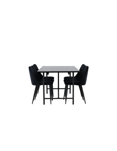 Matgrupp Astrid med Night matstolar, 200 × 90 cm