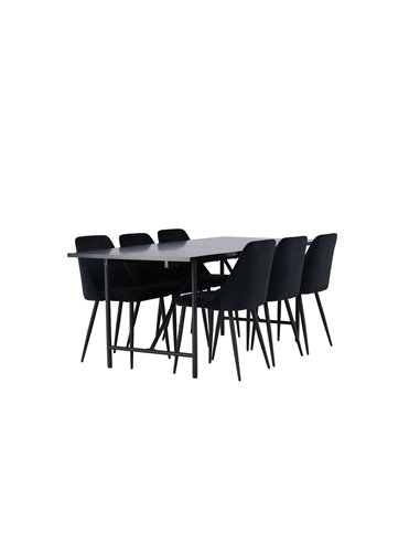 Matgrupp Astrid med Night matstolar, 200 × 90 cm