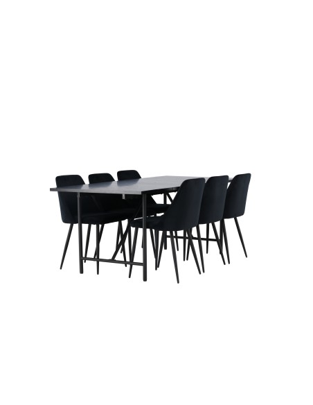 Matgrupp Astrid med Night matstolar, 200 × 90 cm