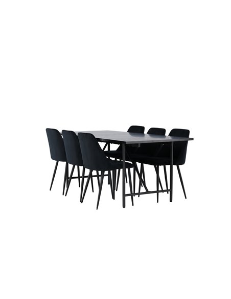 Matgrupp Astrid med Night matstolar, 200 × 90 cm