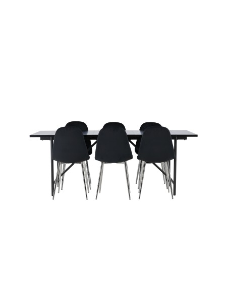 Matgrupp Astrid med Polar matstolar, 200 × 90 cm