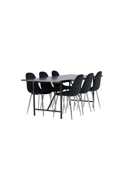 Matgrupp Astrid med Polar matstolar, 200 × 90 cm