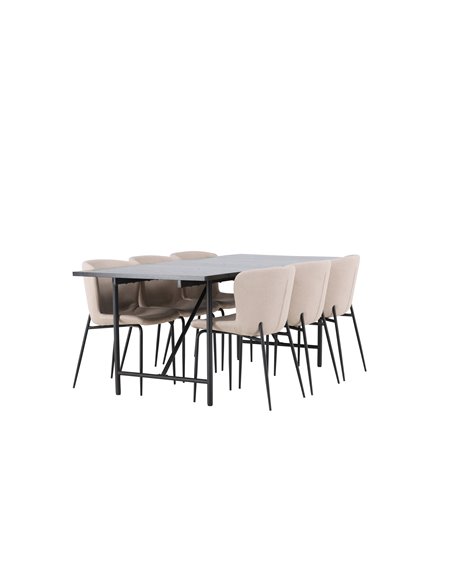 Matgrupp Astrid med Modesto matstolar, 200 × 90 cm