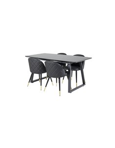Matgrupp Inca med Velvet matstolar, 160 × 85 cm 2