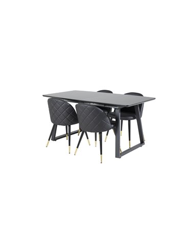 Matgrupp Inca med Velvet matstolar, 160 × 85 cm