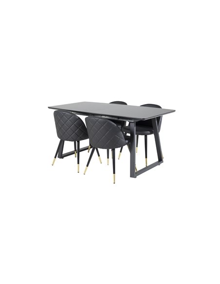 Matgrupp Inca med Velvet matstolar, 160 × 85 cm