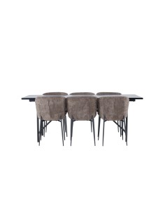 Matgrupp Astrid med Modesto matstolar, 200 × 90 cm