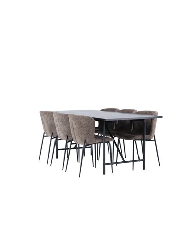 Matgrupp Astrid med Modesto matstolar, 200 × 90 cm