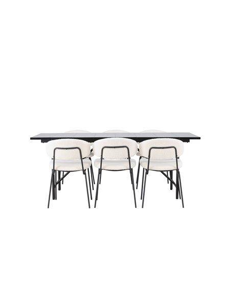 Matgrupp Astrid med Chico matstolar, 200 × 90 cm