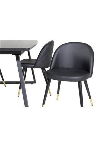 Matgrupp Inca med Velvet matstolar, 160 × 85 cm