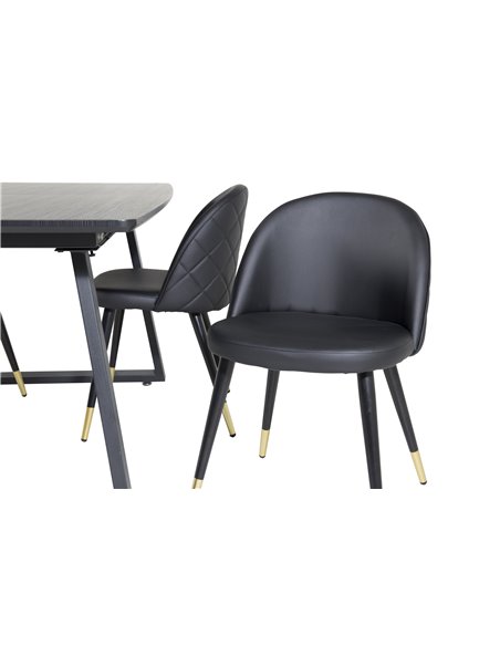 Matgrupp Inca med Velvet matstolar, 160 × 85 cm