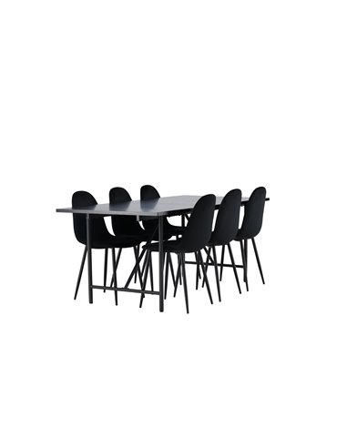 Matgrupp Astrid med Polar matstolar, 200 × 90 cm