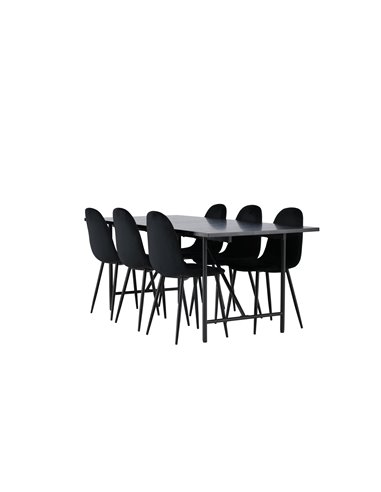 Matgrupp Astrid med Polar matstolar, 200 × 90 cm