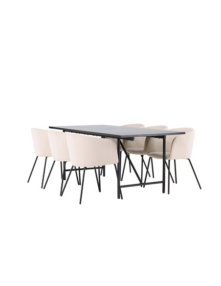 Matgrupp Astrid med Berit matstolar, 200 × 90 cm