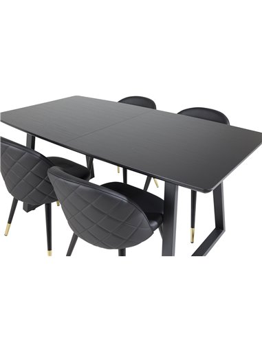Matgrupp Inca med Velvet matstolar, 160 × 85 cm