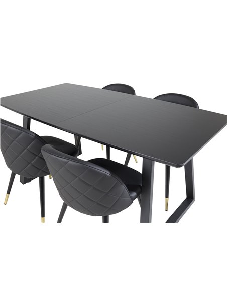 Matgrupp Inca med Velvet matstolar, 160 × 85 cm