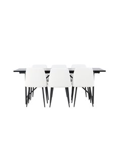 Matgrupp Astrid med Night matstolar, 200 × 90 cm