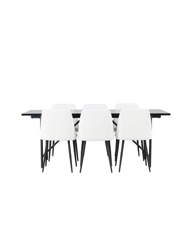 Matgrupp Astrid med Night matstolar, 200 × 90 cm