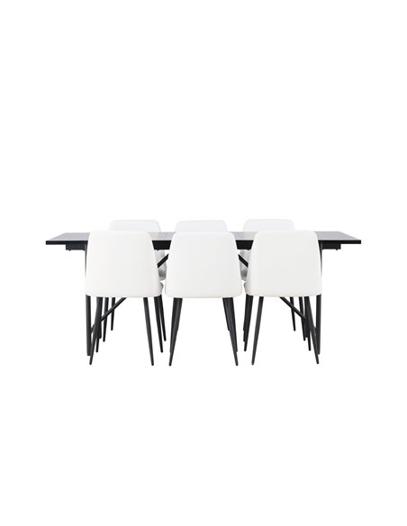 Matgrupp Astrid med Night matstolar, 200 × 90 cm