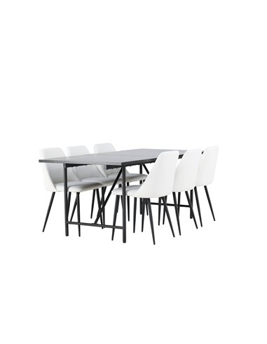 Matgrupp Astrid med Night matstolar, 200 × 90 cm