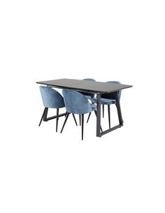 Matgrupp Inca med Velvet matstolar, 160 × 85 cm 2