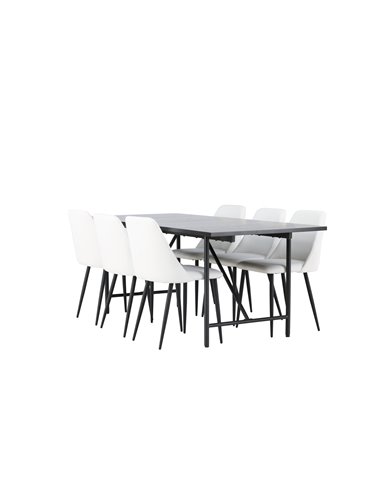Matgrupp Astrid med Night matstolar, 200 × 90 cm