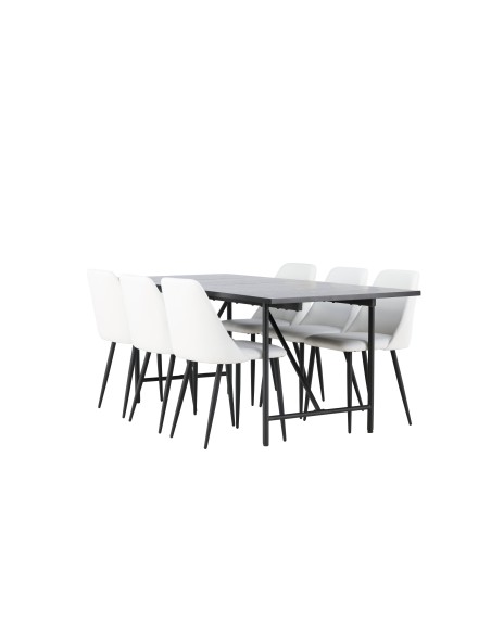 Matgrupp Astrid med Night matstolar, 200 × 90 cm