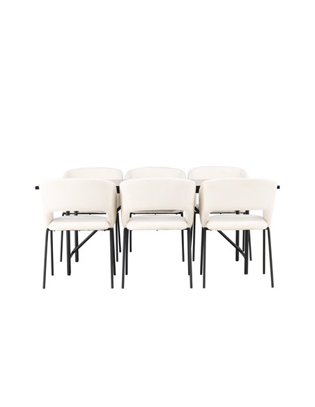 Matgrupp Astrid med Day matstolar, 200 × 90 cm