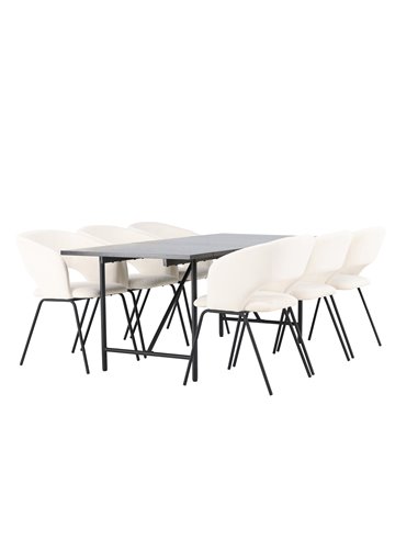 Matgrupp Astrid med Day matstolar, 200 × 90 cm