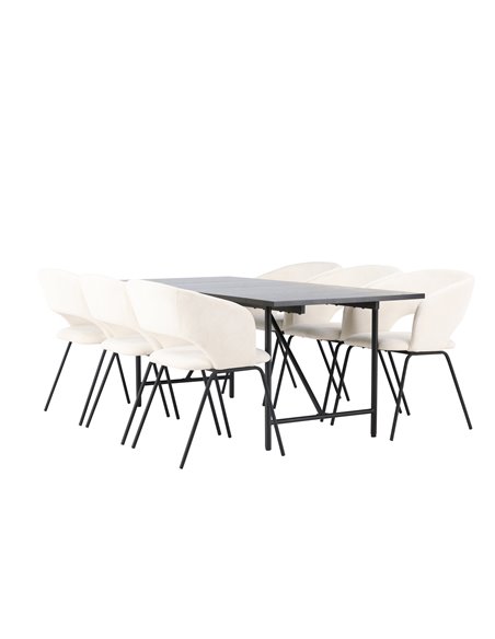 Matgrupp Astrid med Day matstolar, 200 × 90 cm