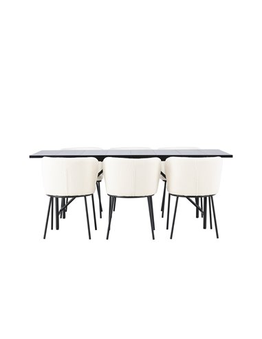 Matgrupp Astrid med Edina matstolar, 200 × 90 cm