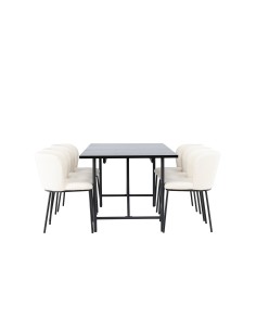 Matgrupp Astrid med Edina matstolar, 200 × 90 cm 2