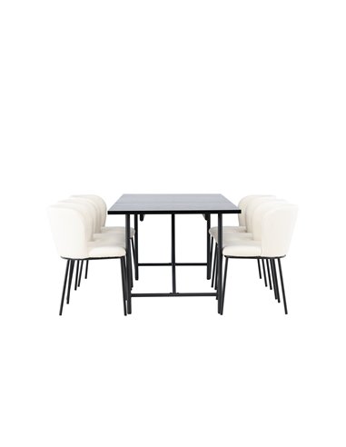 Matgrupp Astrid med Edina matstolar, 200 × 90 cm