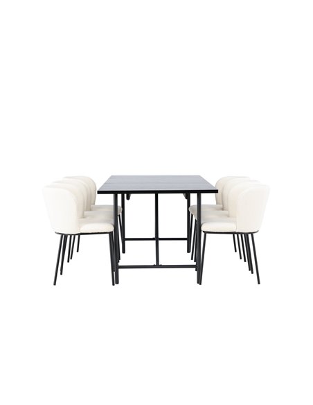 Matgrupp Astrid med Edina matstolar, 200 × 90 cm