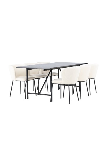 Matgrupp Astrid med Edina matstolar, 200 × 90 cm