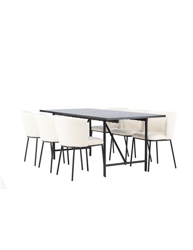 Matgrupp Astrid med Edina matstolar, 200 × 90 cm